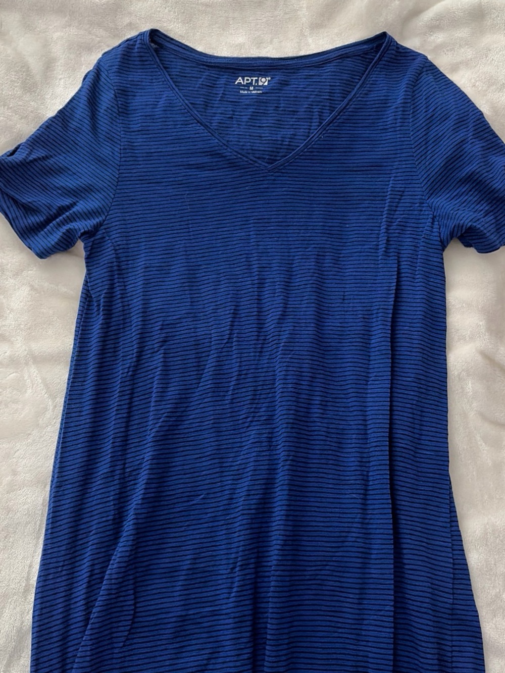 Apt. 9 Royal Blue Striped V-Neck Short Sleeve Dress